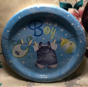 It A Boy Baby Shower Blue Clothesline Cake Plates 8ct 6 3 4 In