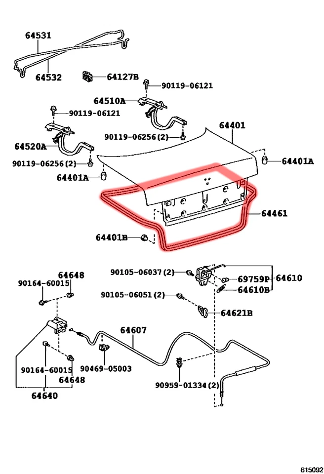 91-95 para Toyota Corolla E100 AE100 AE101 EE100 tapa maletero sello de resistencia Foto 2 de 3