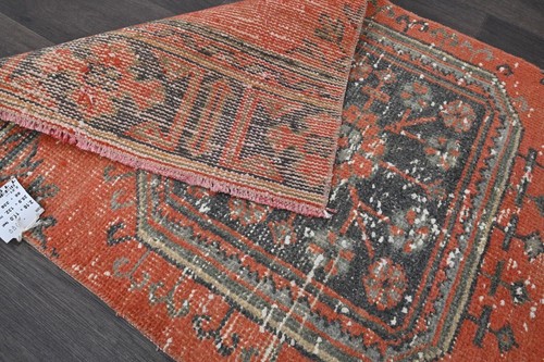 Vintage Türkischer Läufer Teppich 2x11ft Wolle Anatolisch Handarbeit Flur Oushak ROT - Bild 6 von 9