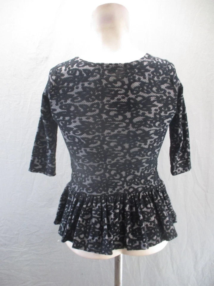 Blusa Pippa&Julie Talla 6 Niñas Negra Encaje Elastizada Cuello Redondo Manga 3/4 Peplum 121 Foto 4 de 4