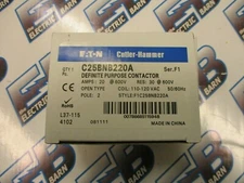 Cutler Hammer C25BNB220A Definite Purpose Contactor 20 Amp 600V 2P -C165-NEW-B
