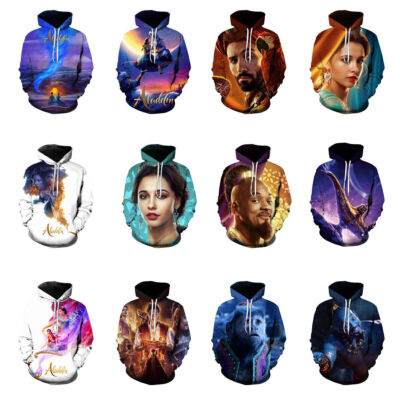 Aladdin and the Magic Lamp 3D Hoodies Cosplay Princess Jasmine Sweatshirt Mäntel