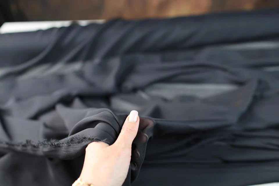 12 Colors Hi Multi Chiffon Fabric - 60" Wide Sheer Fabric Matte White-Black - Image 3 of 4