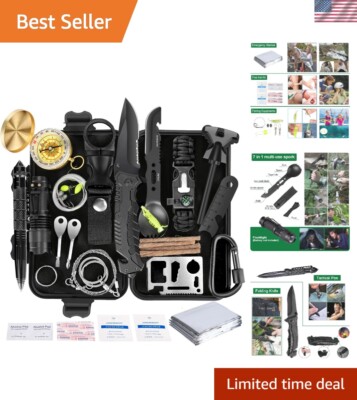 Gift-Ready 35-in-1 Survival and First Aid Kit - Perfect for Camping and Hiking
