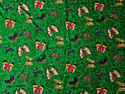 SCARF VINTAGE CARIBBEAN PARADISE DOMINICANA BUTTERFLIES PAREO BEACH FRINGE