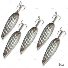 5pcs 2oz Chrome Silver crocodile Spoon jigs trolling flutter Casting Metal Lure
