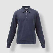 $265 Officine General Men's Edmund Half Zip Cotton Jersey Sweatshirt Size S
