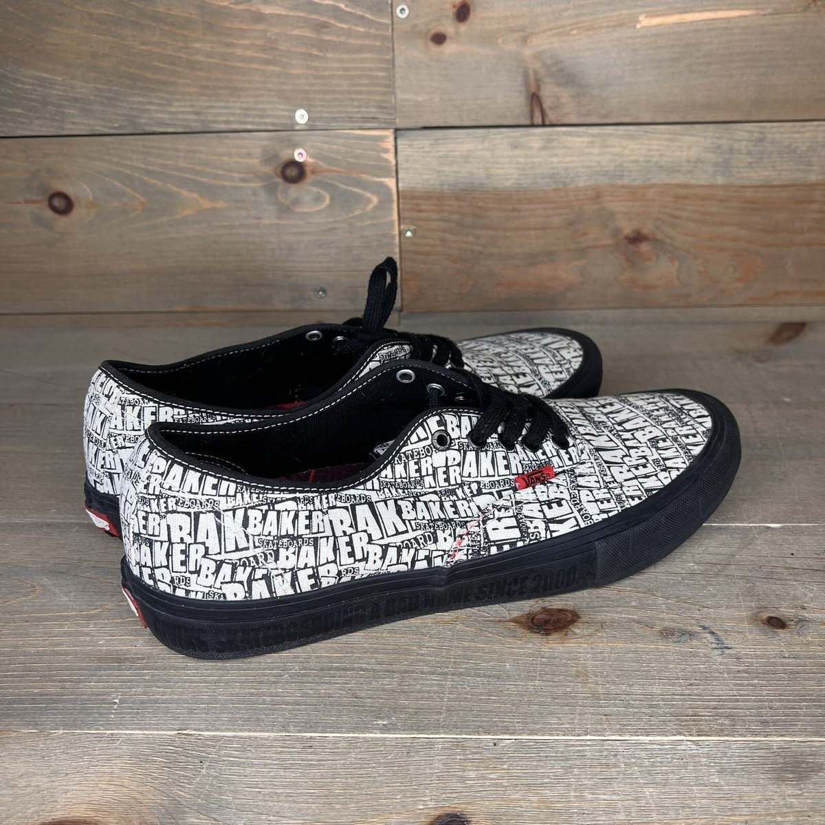 Vans x Baker Pro Black White Canvas Low Top Authentic 500714 Men's