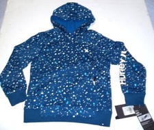 New Hurley youth boys pull over blue hoodie track sweat shirt jacket sz 7