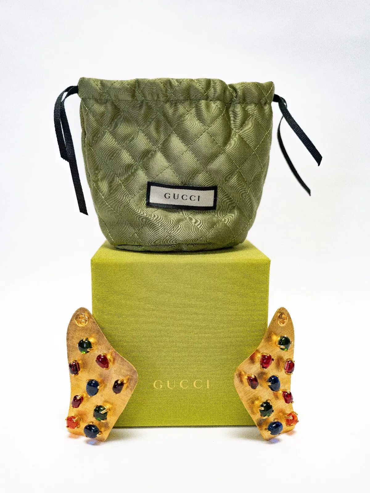 Boucles d'oreilles GUCCI ALESSANDRO MICHELE Runway or surréaliste bijou clip sur elfe
