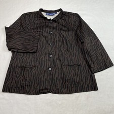 Susan Graver Womens Blazer sz XL Black Brown Zebra Print Artsy Maximalist NEW
