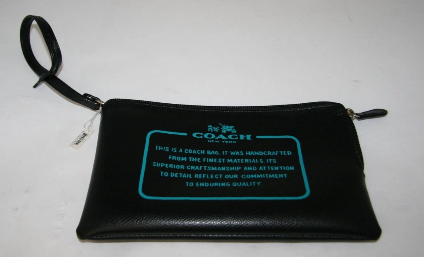 Coach Borsa da Polso Nero Blu Borsetta Chiusura Zip F55863 SVLCV NUOVA