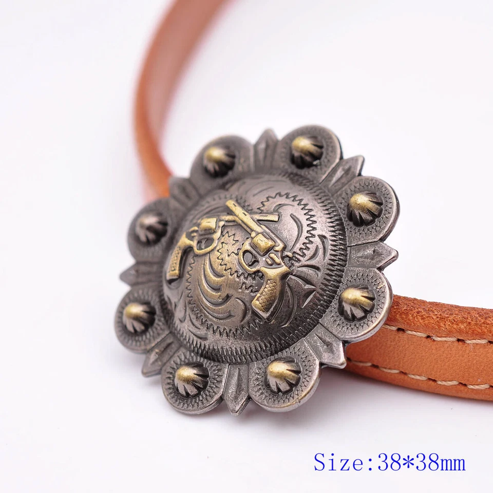 LOT OF 6 CONCHOS ANTIQUE BRASS PICO BERRY WESTERN RODEO LEATHER TACK 1 1/2 " - Image 2 of 4