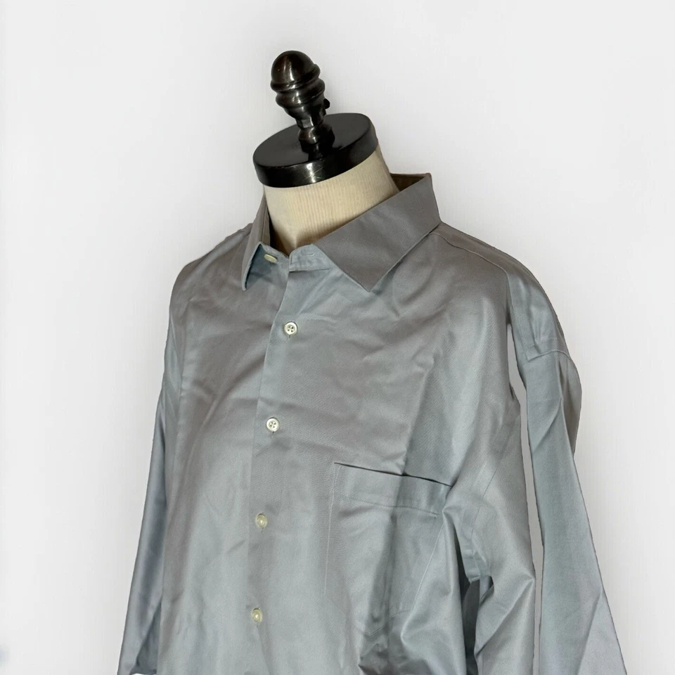 Pronto Uomo 17 32/33 Non Iron Classic Fit Gray Large Long Sleeve Dress Shirt - Image 3 of 4