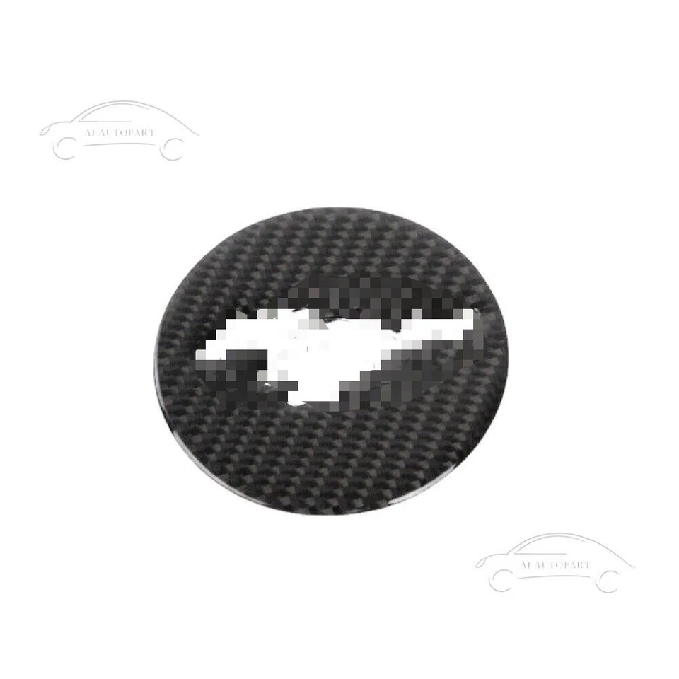 Real Carbon Fiber Center Steering Wheel Cover Trim For Ford Mustang 2015-2019 - Image 3 of 4