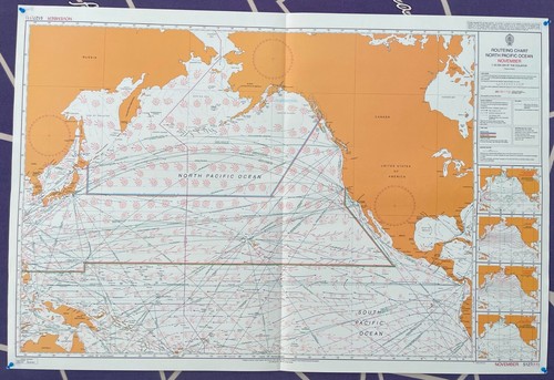 Admiralty NOVEMBER 5127 ( 11 ) ROUTEING CHART NORTH PACIFIC OCEAN Map Chart Wall