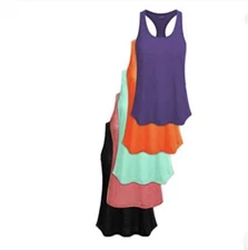 Sexy Basics Women's 5 Pack Everyday Flowy Burnout Racer Back T Shirt Small NEW