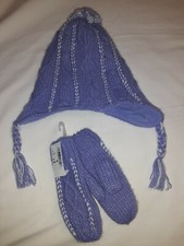 Children's Place Purple Cable Knit Hat Mitten Set Toddler Girls Sz 2T 3T 4T Nwt