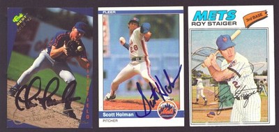 ROY STAIGER SCOTT HOLMAN CHRIS SAUNDERS AUTOGRAPH SIGNED LOT 3 METS 1977-1993