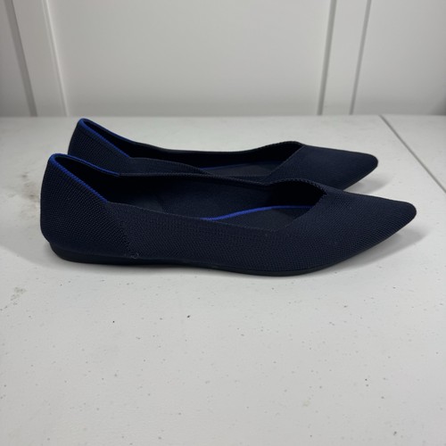 ROTHYS 'The Point' Maritime Navy Blue/ Grey Knit Ballet Light Flat Shoe Size~W12 - Picture 3 of 9