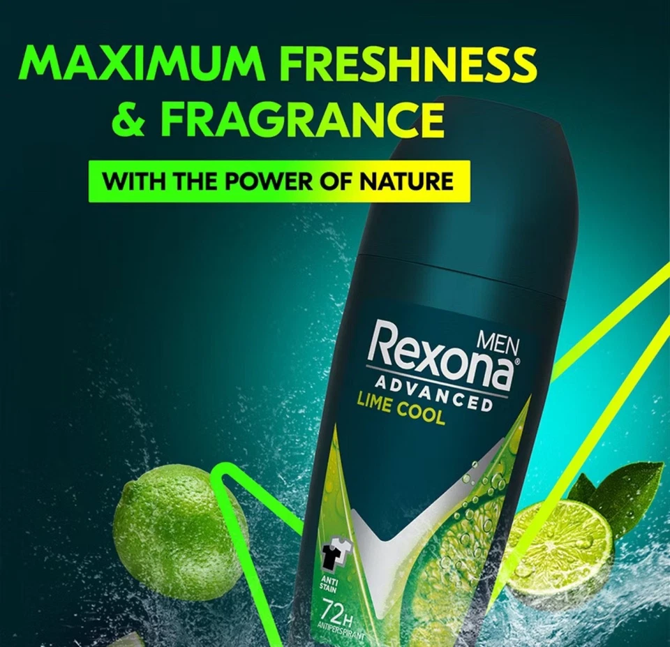 Rexona Men Lime Cool Roll-On Deodorant 2x45ml | Twin Pack | 48H Fresh Protection - Image 4 of 4