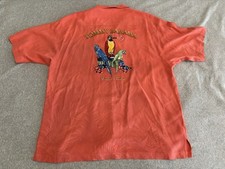 Tommy Bahama Silk Embroidered Shirt Dealer's Choice Parrots Cigar Mens XL