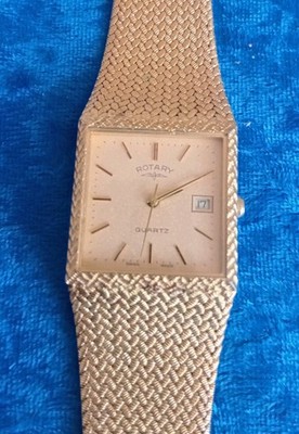 Vintage Square Tank Rotary Gold Plated Bracelet Men Watch 