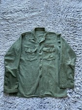US Army Military Shirt Men Green OG 107 Sateen Fatigue Field Vintage 60s Vietnam