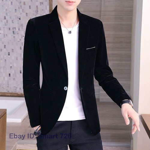 Blazers homme un bouton revers manteau manches longues veste uni slim fit coréen neuf - Photo 10/17