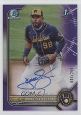 2022 Bowman Chrome Prospect Purple Refractor 47/250 Branlyn Jaraba Auto 1o2