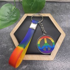 4.5  Silicone Rainbow Pride Wristlet Keychain Purse Backpack New Free Ship B767