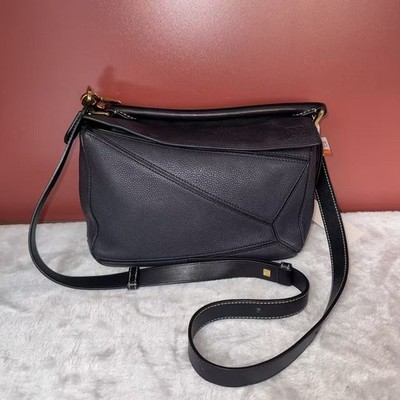 Authentic LOEWE Puzzle small shoulder bag in black grained  X409 26.07.01