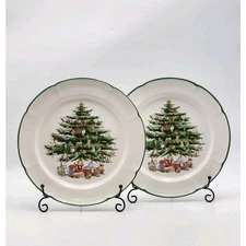 Vintage The Cellar Yuletide Christmas Tree Plate Set of 2 Japan Vintage 1992