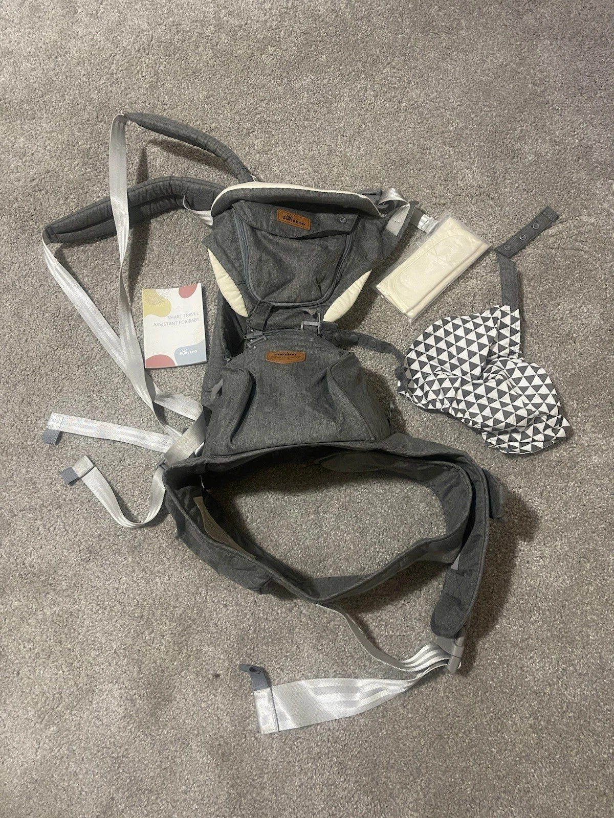 SUNVENO Ergonomic Baby Carrier Infant Hipseat Waist Front Facing 0-36 Mo GRAY