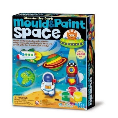 Mould & Paint Space NEU Glow in the dark 4M Herstellung Gips Kühlschrankmagnet & Abzeichen