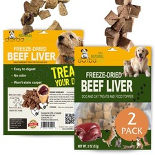 Freeze Dried Beef Liver Dog & Cat Treats Food Topper Single Ingredient, 2-Pack
