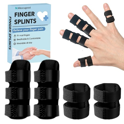 #ad 4Pcs Trigger Finger Splint Thumb SplintFinger One Size Black $7.65