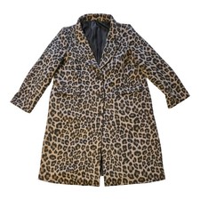 Leopard Animal UK 20 Emreco Brown Wool Blend Print Coat Lined Pockets