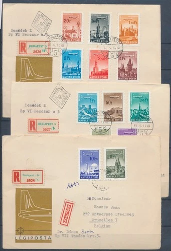 XE61907 Hungary 1965 registered airmail service FDC's used