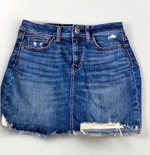 American Eagle Outfitters Women  s Size 4 Distressed Denim Jean Mini Skirt
