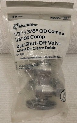 SHARKBITE dual shut-off valve 1/2'' x 3/8'' OD Comp x 1/4'' OD comp 1642684 G11