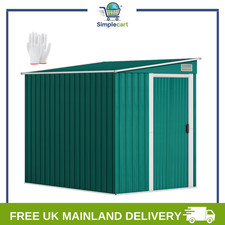 7 x 5FT Lean to Metal Garden Shed with Foundation Sliding Doors 2 Vents