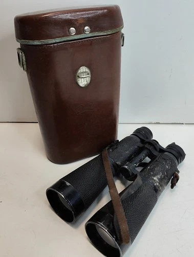 RARE VINTAGE GERMAN BINOCULARS HENSOLDT WETZLAR NACHT DIALYT 8 x 56 WITH CASE