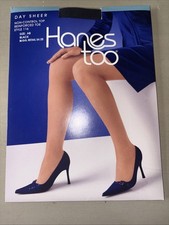 Vintage Hanes Too Day Sheer NON Control Top Reinforced Toe Pantyhose AB Black