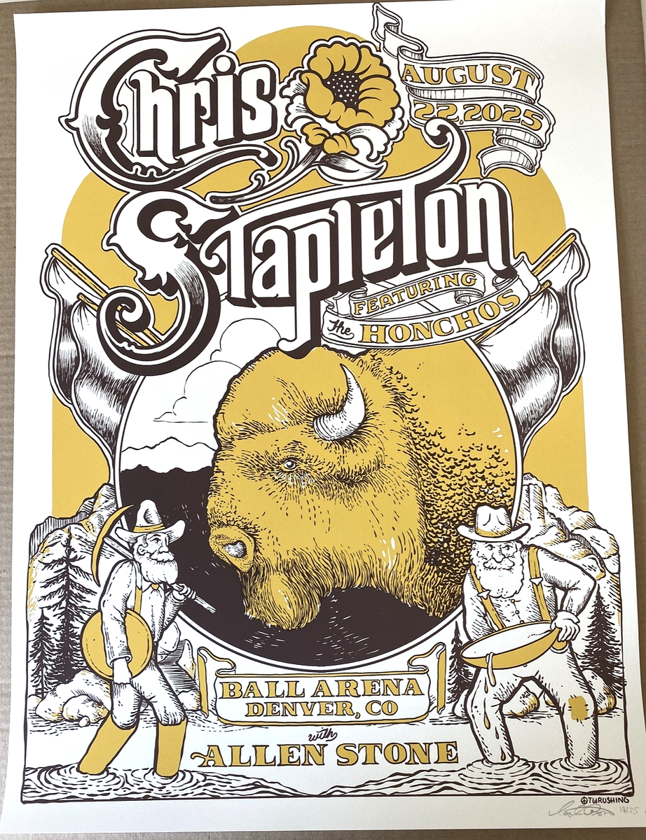 AUTHENTIC Chris Stapleton AP Poster Pepsi Denver CO August 22nd N1