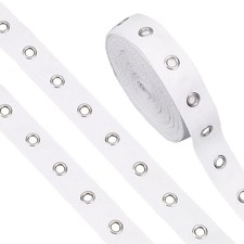 6.25 Yards Cotton Grommet Tape Silver Eyelet Tape 1inch Wide White Eyelet Gro...
