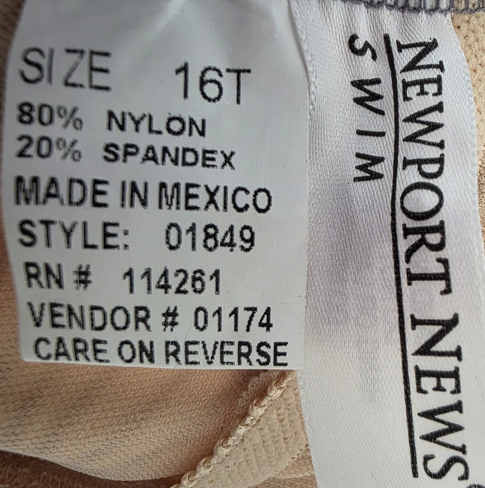 Traje de baño Newport News para mujer talla 16T 16 alto con cinturón NUEVO Foto 2 de 4