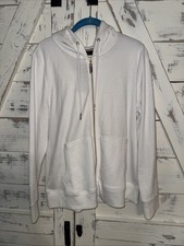 NWT Womens Tommy Hilfiger Full Zip Up Hoodie Size Large White/Gold Foil Logo
