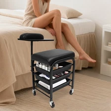 Rolling Storage Cart Spa Portable Cart Beauty Salon Nail Cart W/ 3-tier Drawers