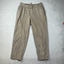 A New Day Ankle Pants Womens S Beige Cotton Elastic Waist Mid Rise Straight Leg
